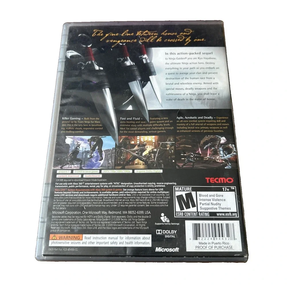 Ninja Gaiden II 2 [Platinum Hits] Boxed (Microsoft Xbox 360, 2008)